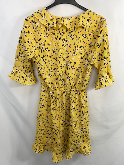 LOAVIES.Yellow dress with floral prints