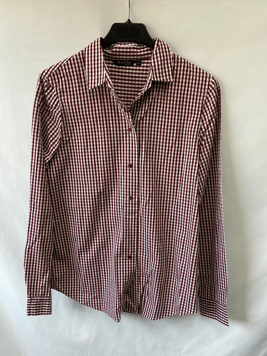 MASSIMO DUTTI. Burgundy checked shirt S.36