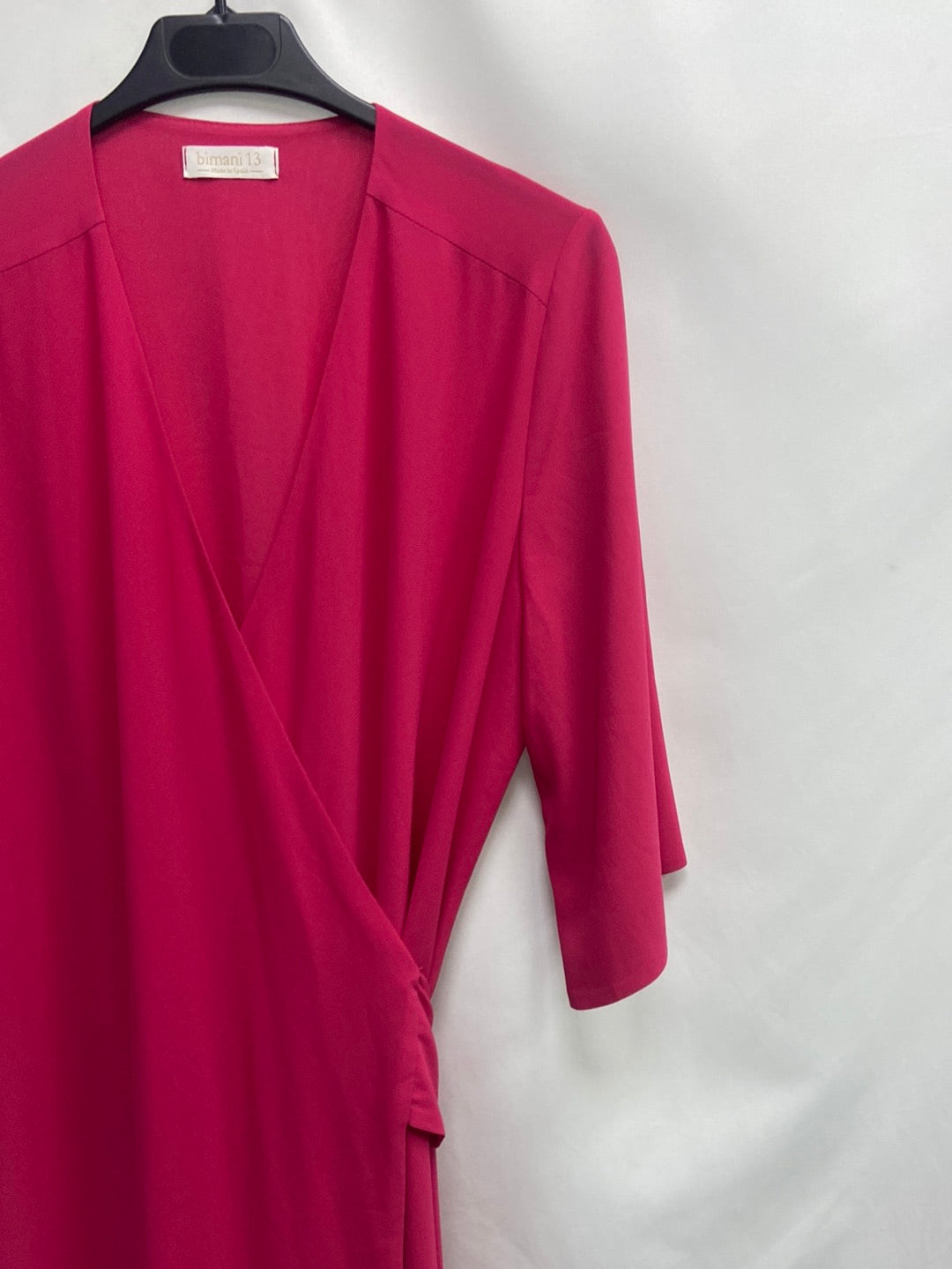 BIMANI13. Vestido midi rosa cruzado T.l