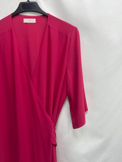 BIMANI13. Vestido midi rosa cruzado T.l