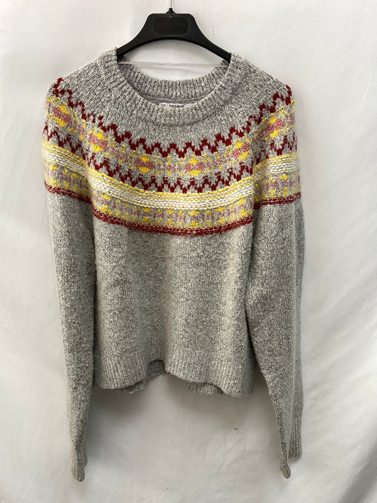 PULL&BEAR.Jersey gris dibujo T.M