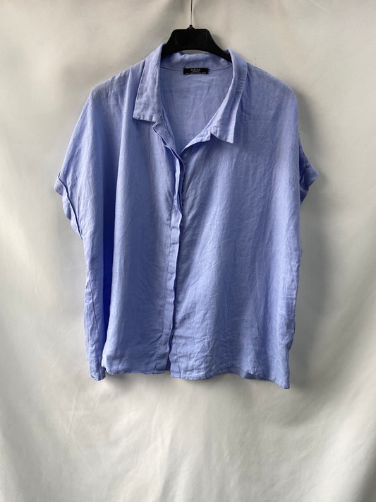 PARFOIS.Blue linen short sleeve TU shirt (S/M)