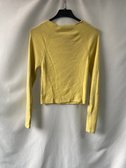 ZARA.Jersey amarillo punto botones T.M