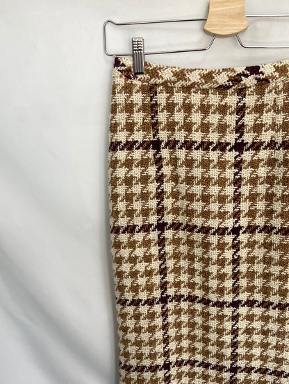 MANGO.Falda midi tweed pata de gallo T.XS