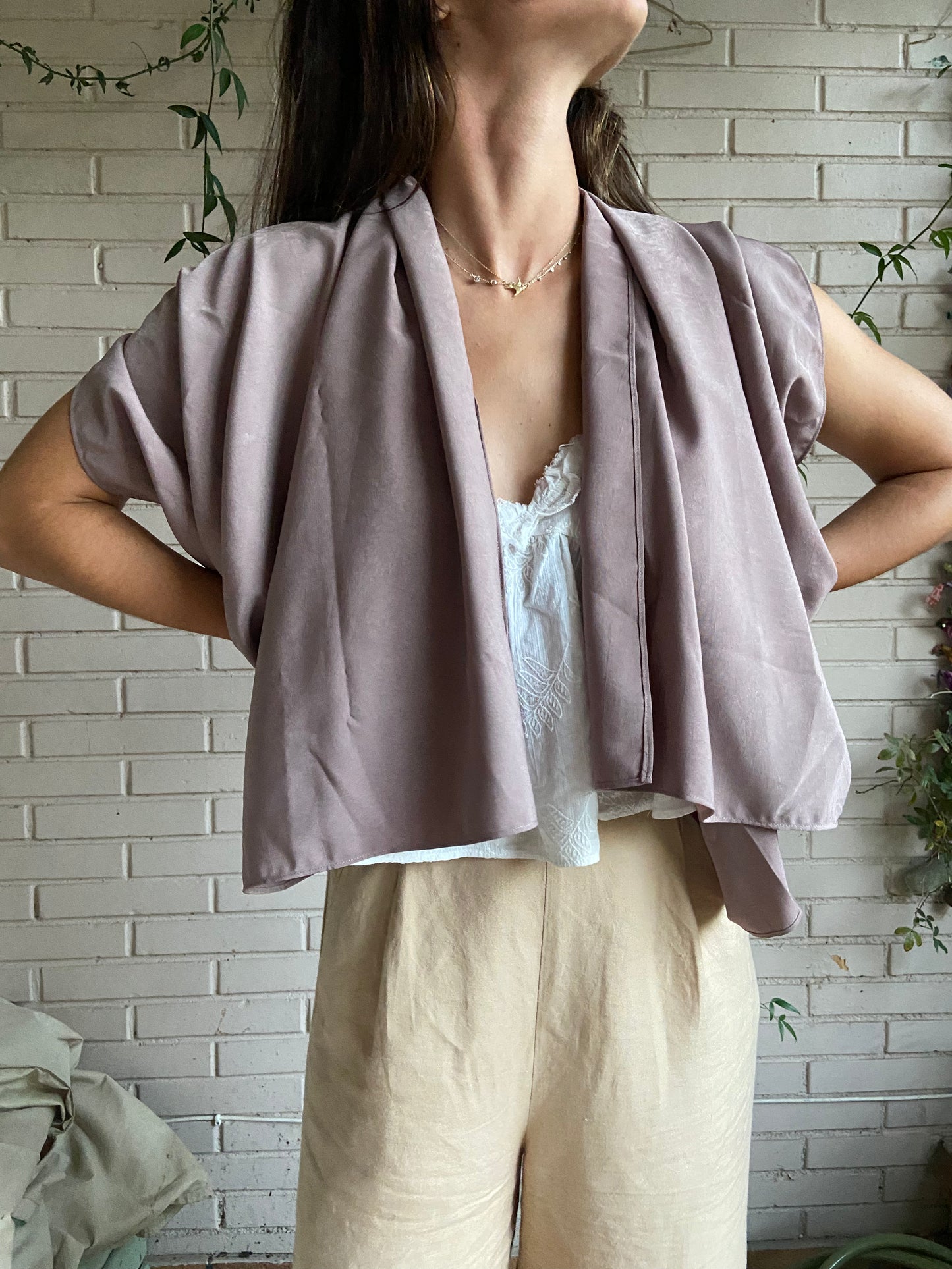 Chaleco fluido picos malva TU (S)