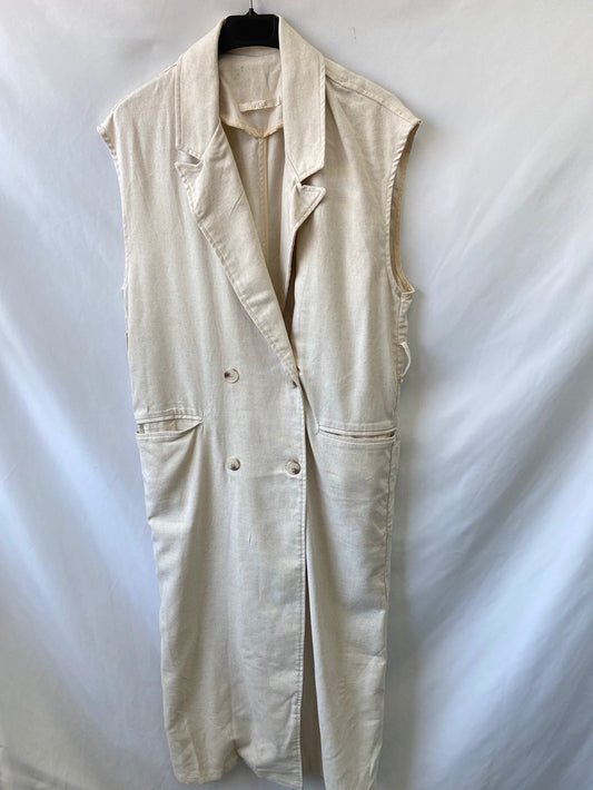 VIELA.Chaleco beige tipo lino T.M (Tara)