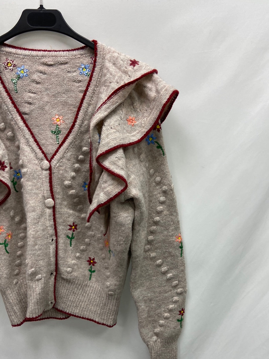 OTRAS.Jerey/cárdigan volantes bordado TU (S/M)