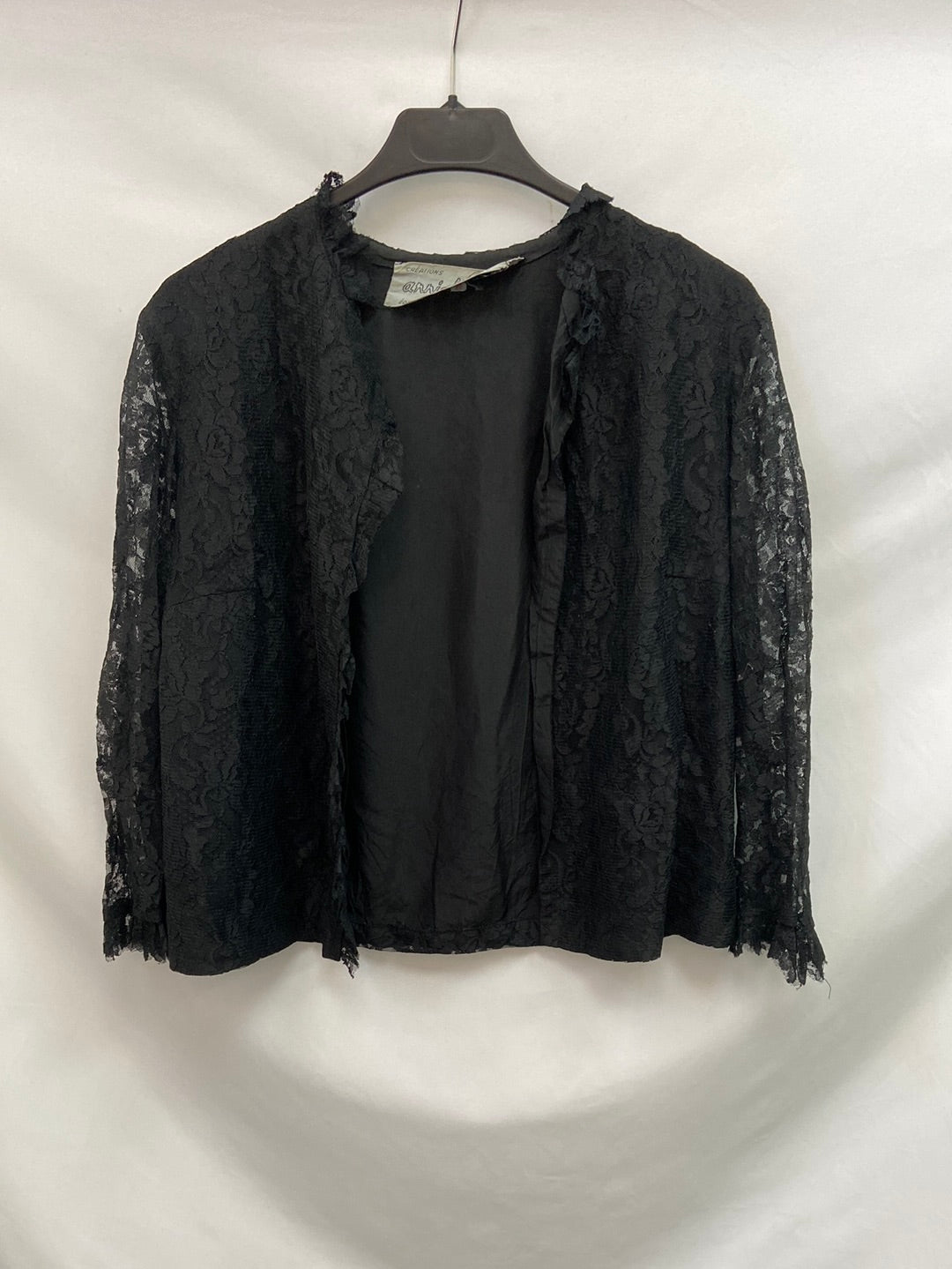 ANNIE ROLE. Black lace jacket, size 48