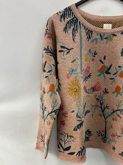 DES PETITS HAUTS. pink floral sweater Ts/m