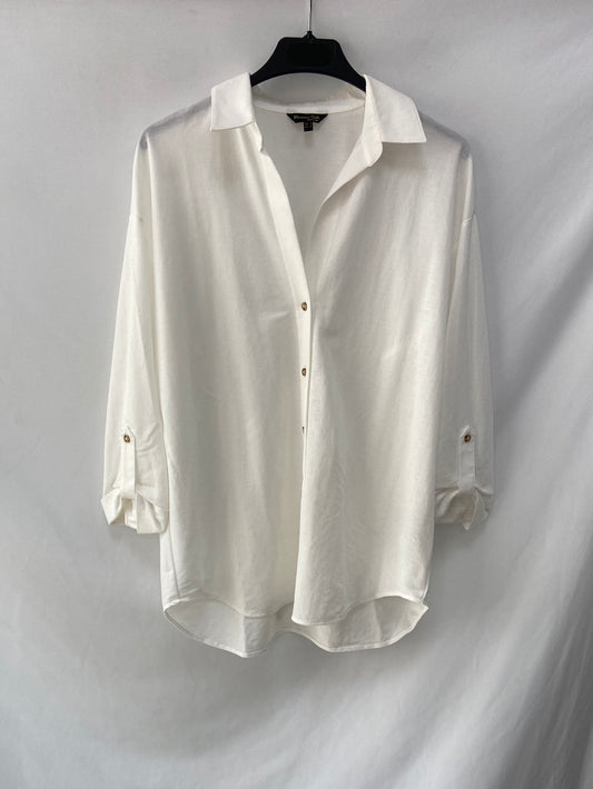 MASSIMO DUTTI.Camisa blanca botones T.s