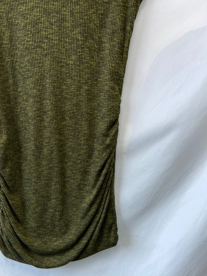 ZARA.Vestido verde punto canalé T.S