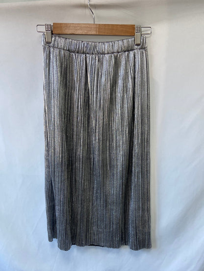 PARFOIS.Falda midi plateada plisada T.XS/S