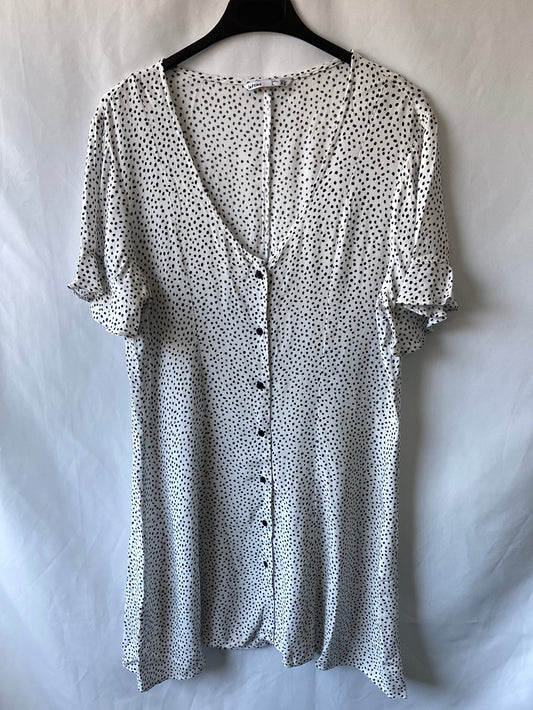LEFTIES.Vestido corto blanco topitos T.L