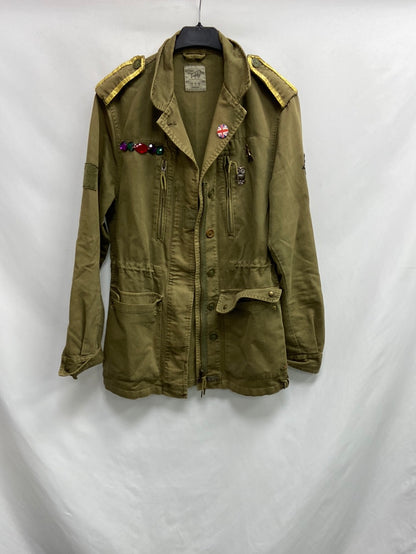 ZARA. parka verde parche T.s