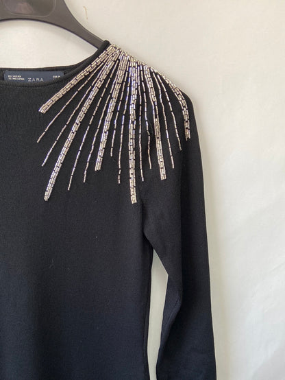 ZARA. Black beaded dress Tm