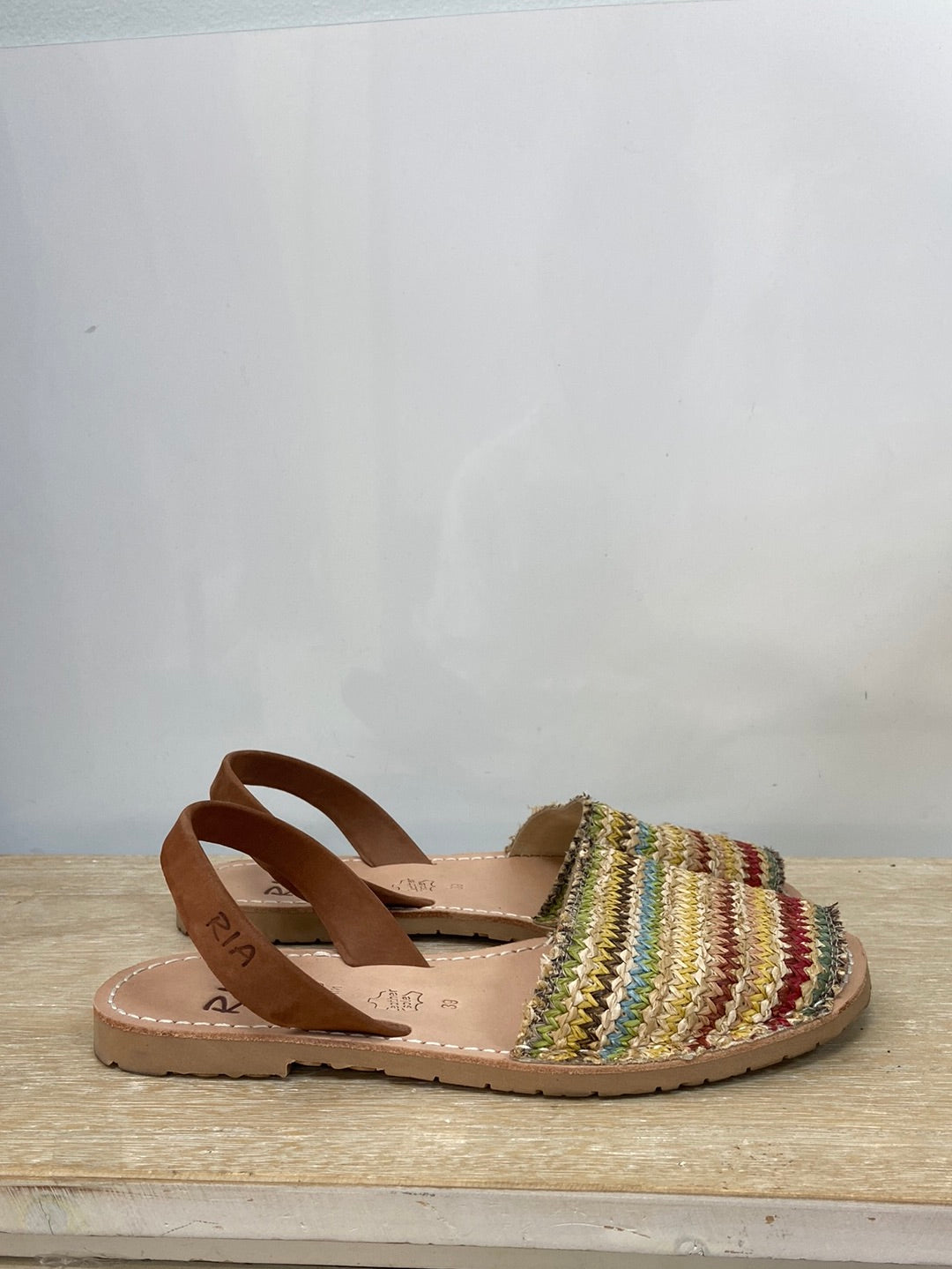 RIA.Menorcan raffia leather sandals S.39