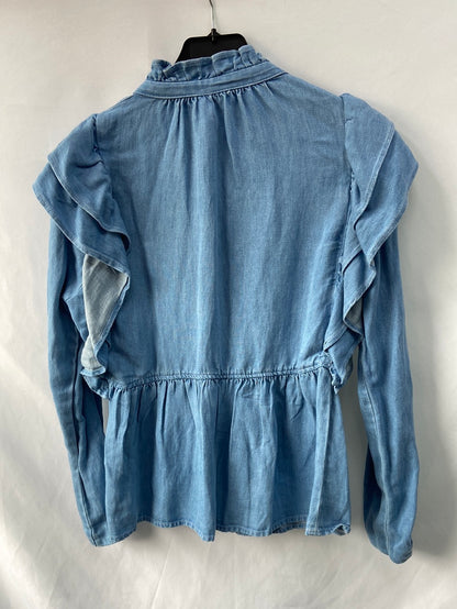 ZARA.Blusa denim volantes T.S