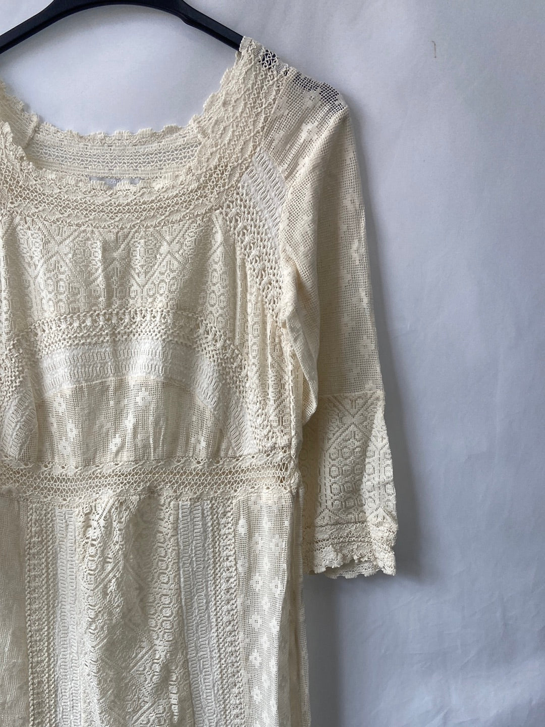 ZARA.Vestido blanco encaje T.M