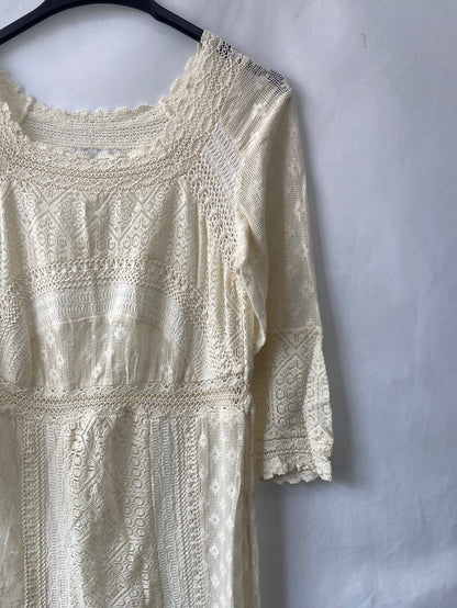 ZARA.Vestido blanco encaje T.M