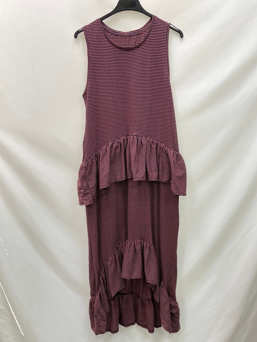 OTRAS.Vestido largo rayas volantes TU (S)