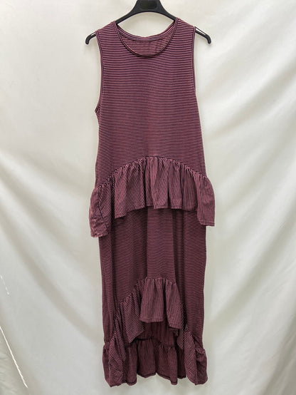 OTRAS.Vestido largo rayas volantes TU (S)