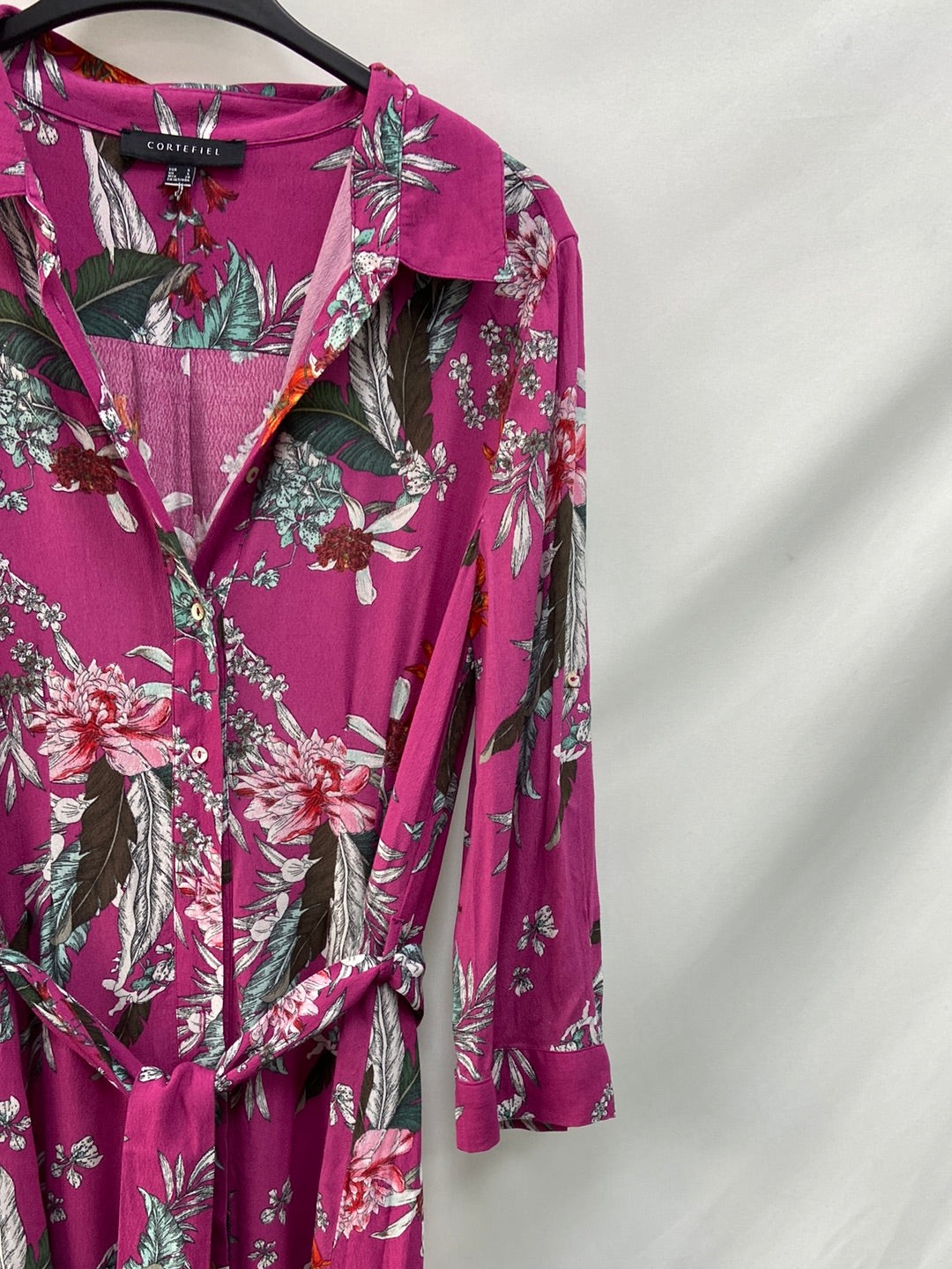 CORTEFIEL. Long pink floral dress Ts