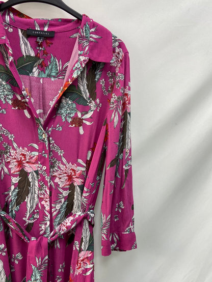 CORTEFIEL. Long pink floral dress Ts