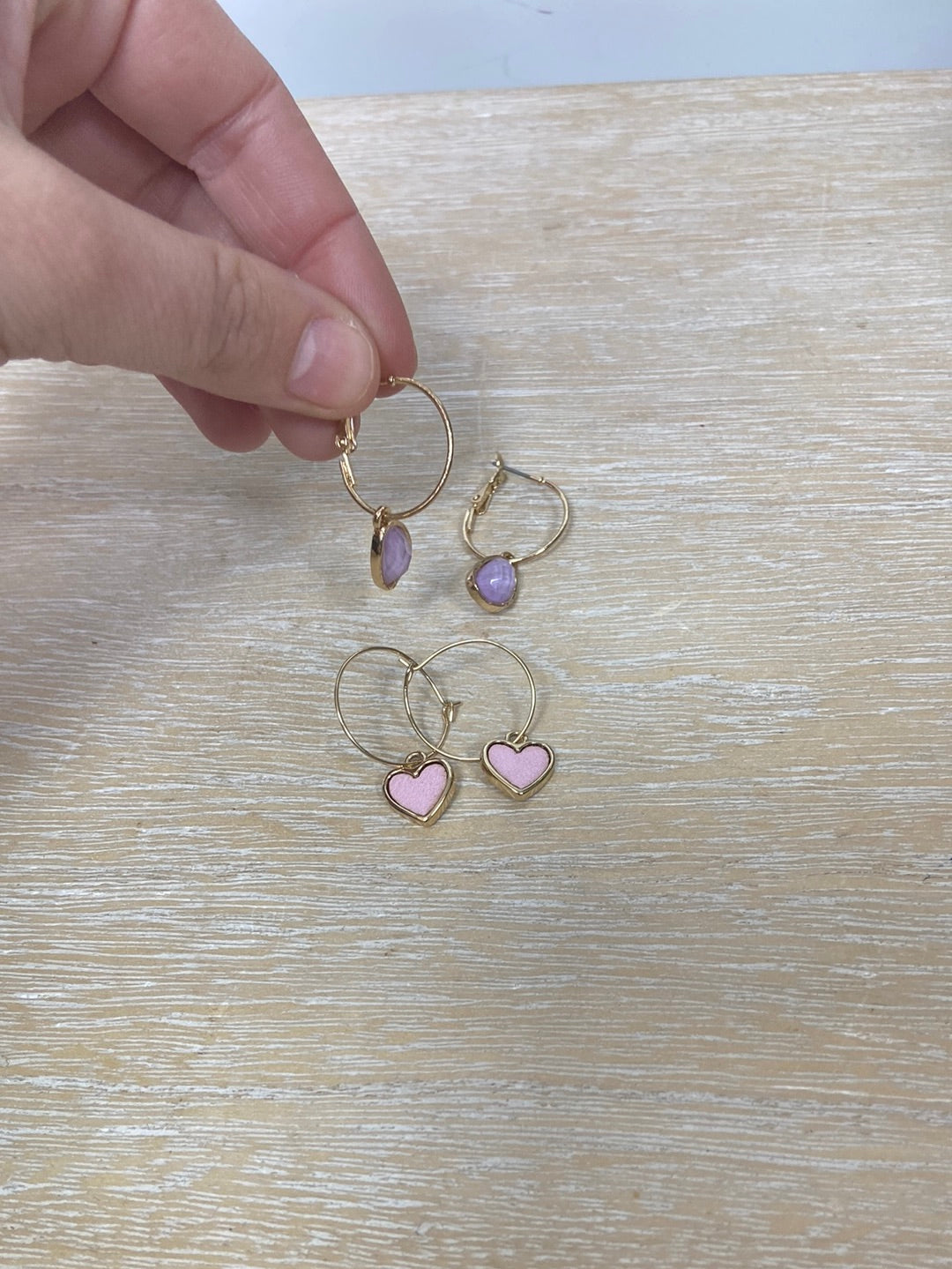 OTRAS.Set aritos gota y corazón