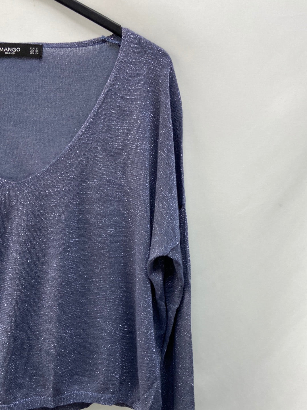 MANGO.Blue jersey with silver threads TS