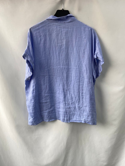 PARFOIS.Blue linen short sleeve TU shirt (S/M)