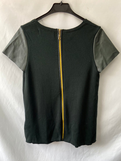 ZARA.Green double texture T-shirt Tm