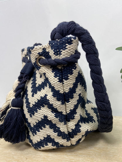 UNIT. Blue and beige bag