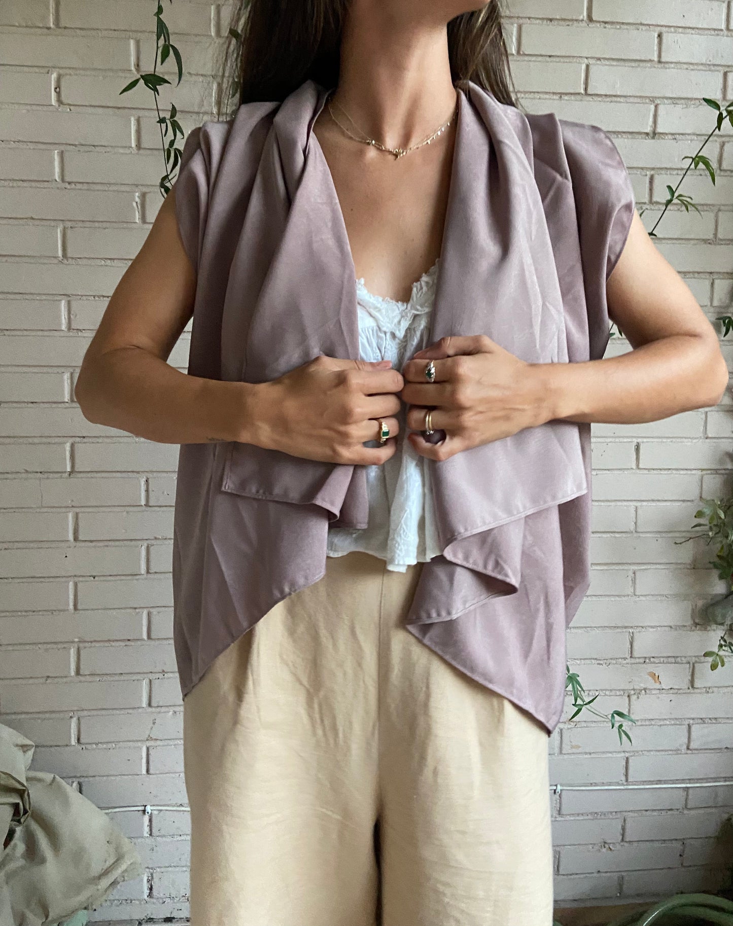 Chaleco fluido picos malva TU (S)