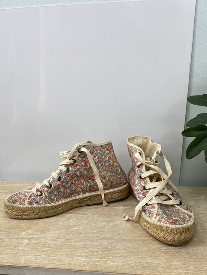 PARE GABIA. Zapatillas esparto flores T.38