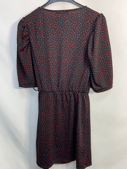 PULL&BEAR.Vestido negro lunares T.s
