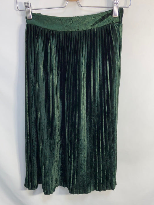 ZARA.Falda verde tablas terciopelo T.xs