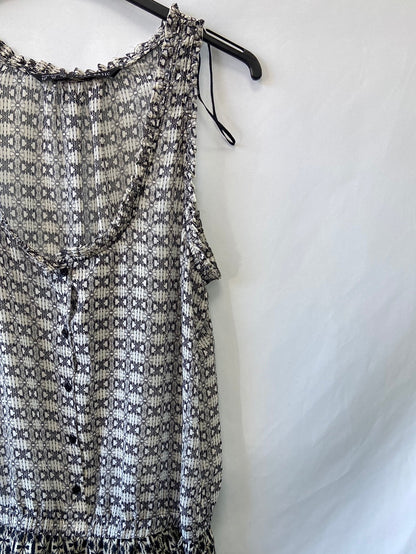 ZARA. Mono fluido flores negras y beige T.m