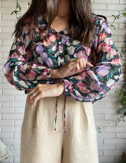 Blusa semitransparentes flores T.36