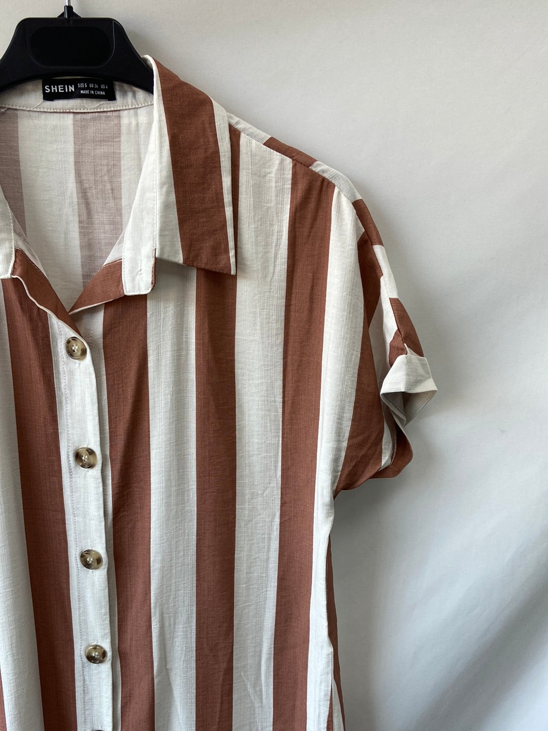SHEIN.Vestido camisero rayas T.36