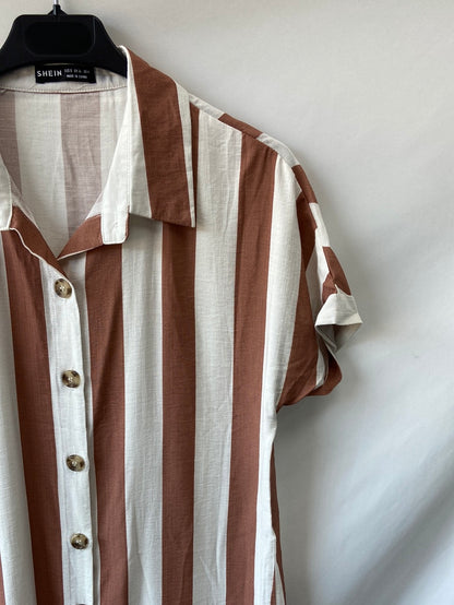 SHEIN.Vestido camisero rayas T.36