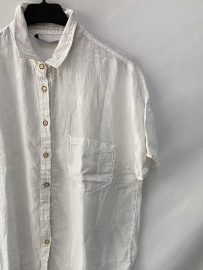 ZARA.Camisa blanca lino T.m (Tara)