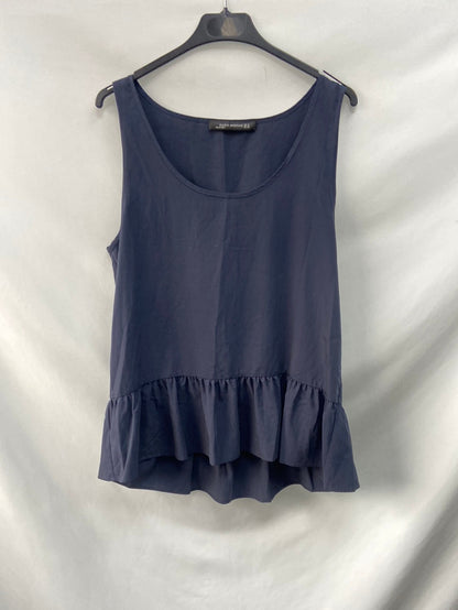 ZARA.Top azul volante T.m