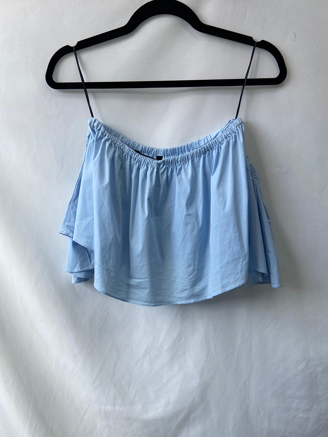 ZARA.Top azul hombros T.S