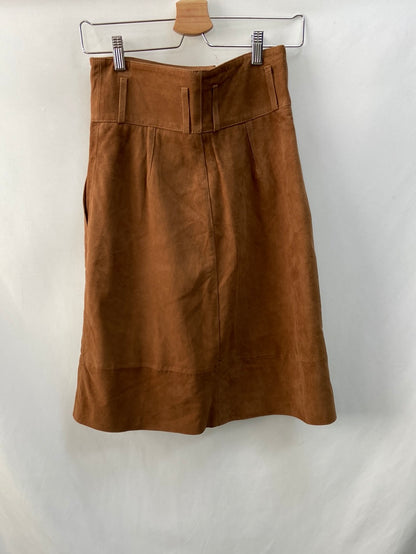 MASSIMO DUTTI.Camel leather midi skirt T.xs (tara)