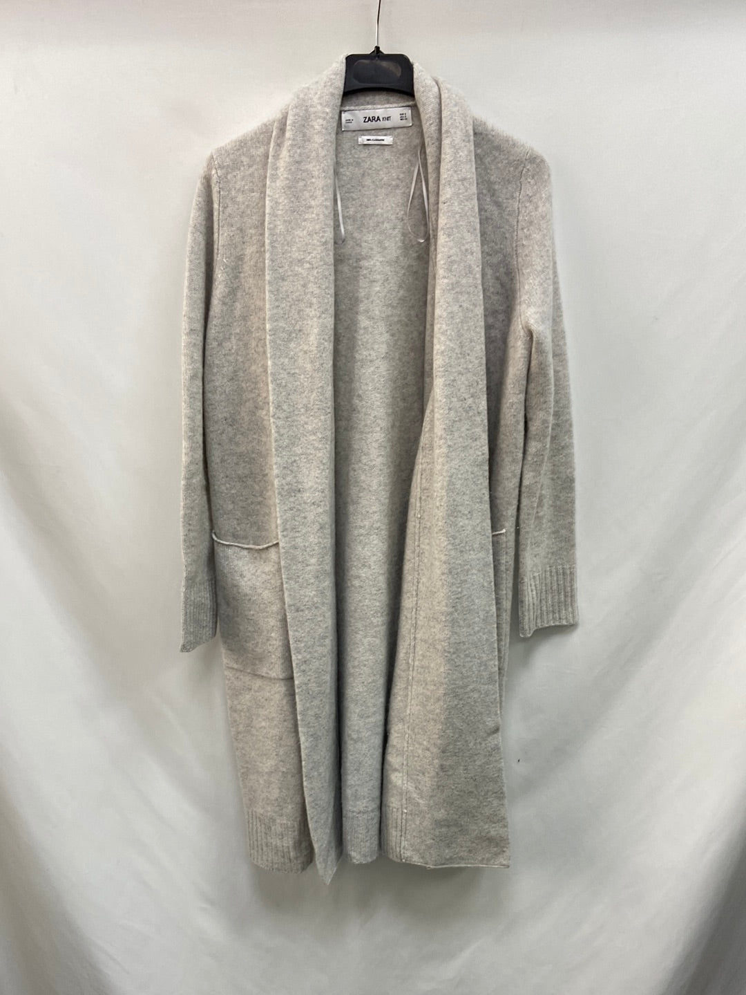 ZARA.Cárdigan largo gris 100% cashmere T.s