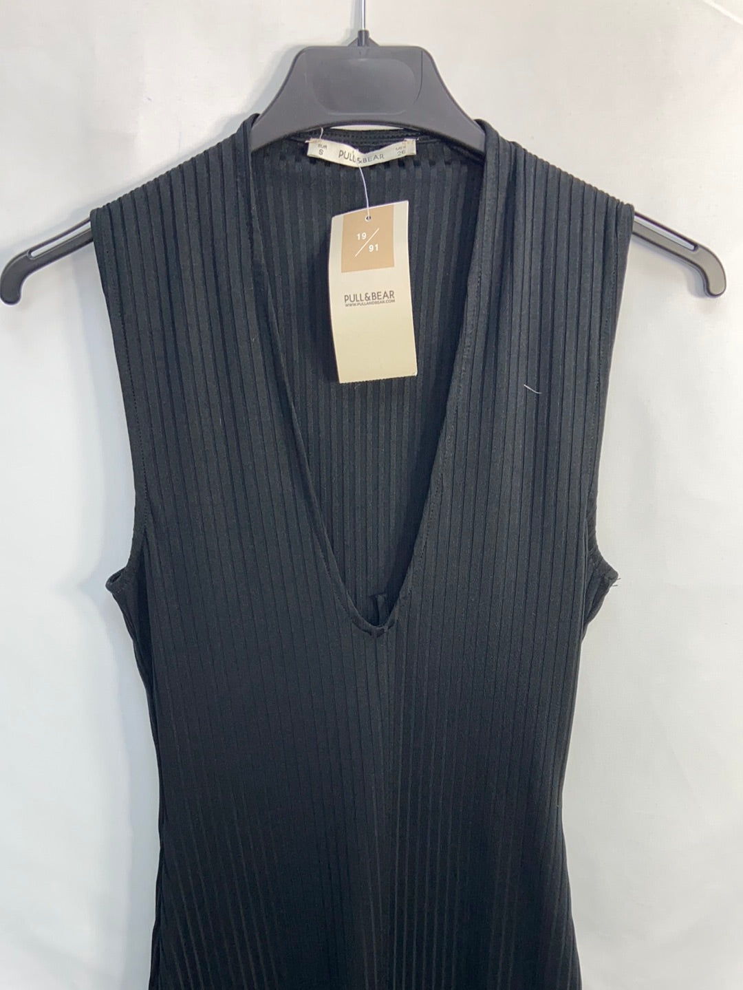 PULL&amp;BEAR.Black fitted ribbed Ts dress