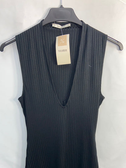 PULL&amp;BEAR.Black fitted ribbed Ts dress