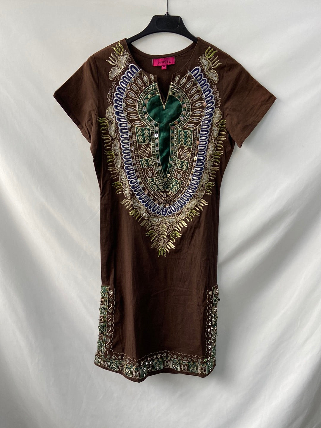 BANTIK. Brown embroidered dress T.xs (Tara)