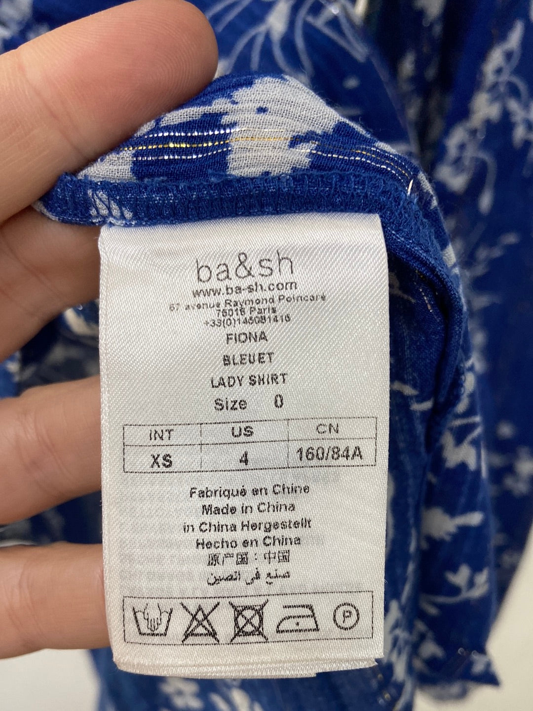 BA&amp;SH.Blue printed blouse T0 (XS)