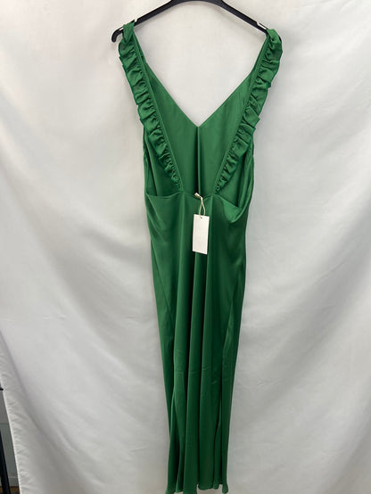 BY CLÉA.Vestido midi verde satinado (38,40)